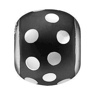Christina Collect 925 sterling silver Spots of Life Black ball with white dots in mother of pearl, model 623-S109
